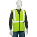 Global Equipment Global Class 2 Hi-Vis Safety Vest, 2" Reflective Strips, Polyester Solid, Lime, Size L/XL 695308